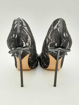 Casadei Black Lace & White Minorca Leather Pumps Size Eu 40 Fw1124cxsa