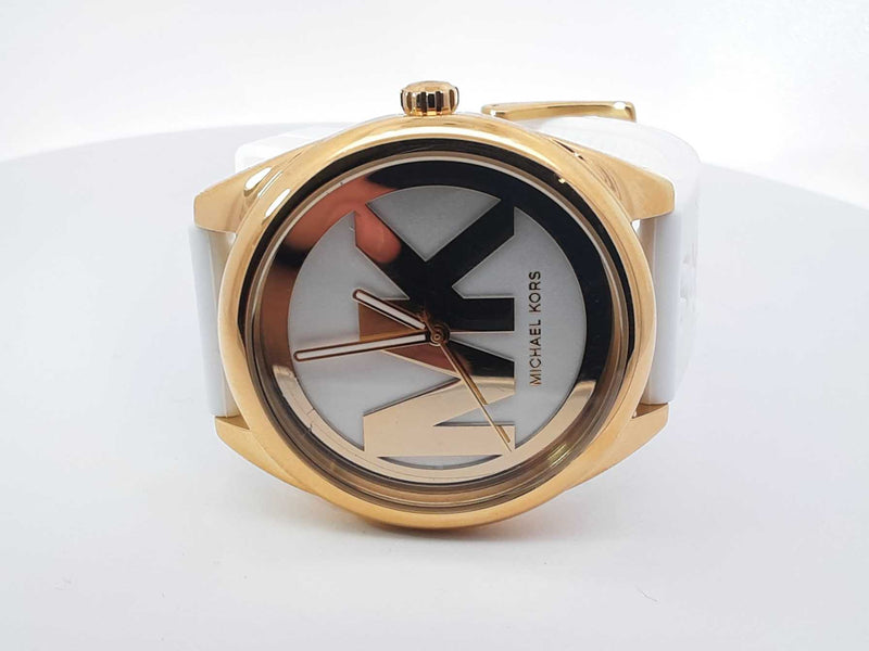 Michael Kors Janelle Mk7141 42mm Watch Gold-tone Case White Strap Sd1025wzsa