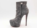 Christian Louboutin Suede Ankle Boots Gray Size 9 Aa0626lzxsa