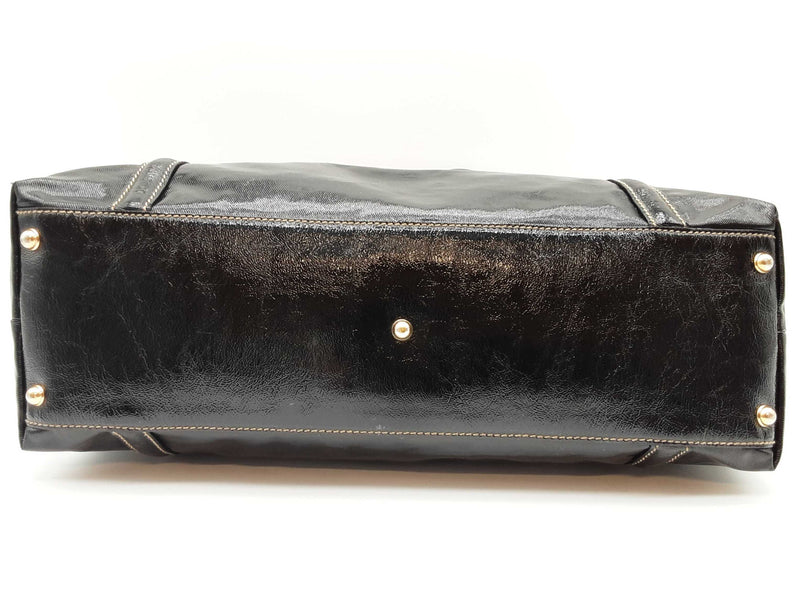 Gucci 162094 Britt Gg Web Black Patent Leather Tote Bag Do0425oxzde