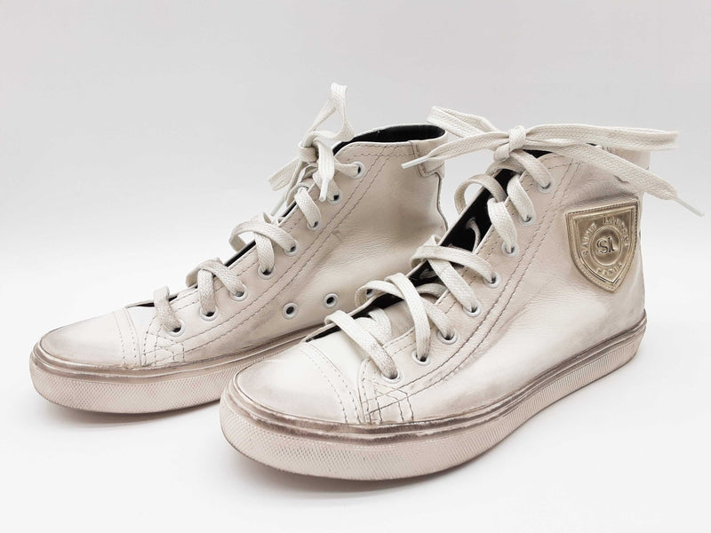 Yves Saint Laurent Bedford Distressed White Leather Shoes Size Eu 37 Do0525crde