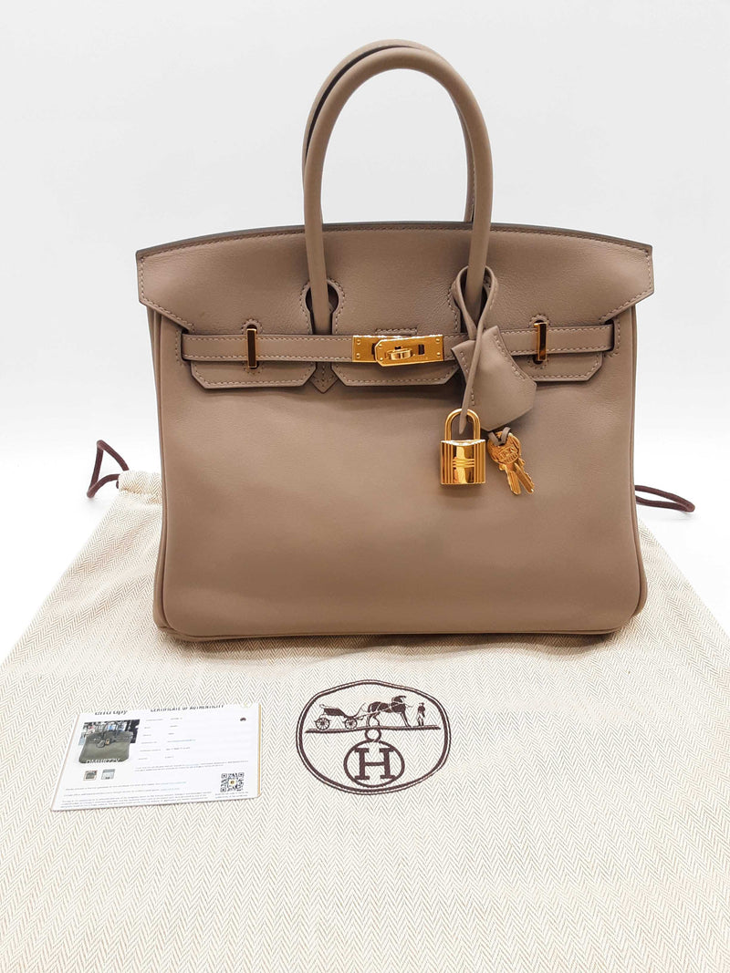 Hermes Birkin 25cm Gris Asphalte Gray Swift Gold Hardware Handbag Dolirxzde