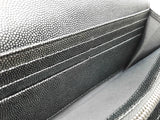 Chanel Gusset Dark Gray Metallic Quilted Caviar Leather Flap Wallet Do0425erxde