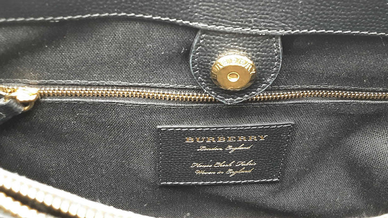 Burberry Black Leather House Check Banner Tote Bag Eb1025prxdu