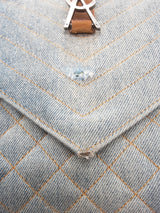 Ysl Saint Laurent Washed Denim Matelasse Chevron College Bag Sd0925ezxde