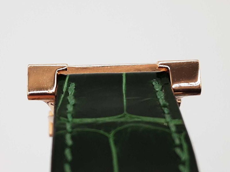 Hermes 25 Heure H Green Malachite Dial Rose Gold Quartz Watch Do0325crxzde