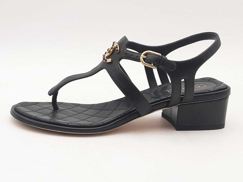Chanel Cc Leather Flats Black Size Eu 37 Aa1025lzxsa