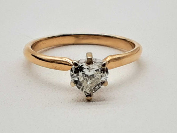 Approx 0.6 Carat Heart Diamond 14k Two-tone Gold 2.4g Ring Size 8 Do1024prxde