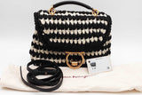 Salvatore Ferragamo Gancini Black & White Crochet Cord Top Handle Bag Eb626wxzsa
