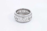 1.2ctw Diamond Greek Key Band Ring In 14k White Gold 6.6 Grams Size 5 Eb0425prxsa
