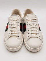 Gucci Aces White Leather Web Sneakers Size 8 Eb0726lrxsa