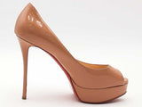 Christian Louboutin Lady Peep Patent Beige Size 9 Aa0826lrzsa
