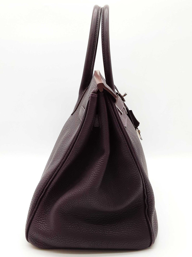 Hermes Birkin 35 Raisin Purple Clemence Palladium Hardware Handbag Do0825exzxde