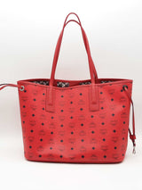 Mcm Large Reversible Tote Red Handbag With Pochette Aa0726lcrsa