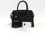 Prada Monochrome Saffiano Top Handle Black Handbag Aa0926rzxsa