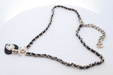 Chanel Cc Heart Drop Pendant Necklace Metal With Leather 16.5-19.5 In Eb626pxzde