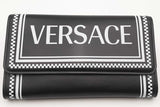 Versace Logo Black & White Leather Chain Shoulder Bag Eb1025lrxsa