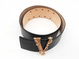 Versace 50mm Black Leather Belt & Gold-tone Virtus Buckle Fw0525crdu