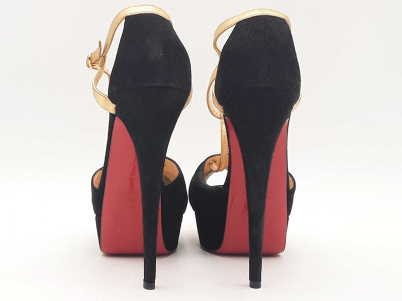Christian Louboutin Suede Nappa Laminato Glennalta 150 Pumps Black Size 7.5 Aa0525loxsa