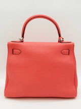 Hermes Kelly 28 Rose Texas Red Clemence Palladium Handbag Do0226lloxzde