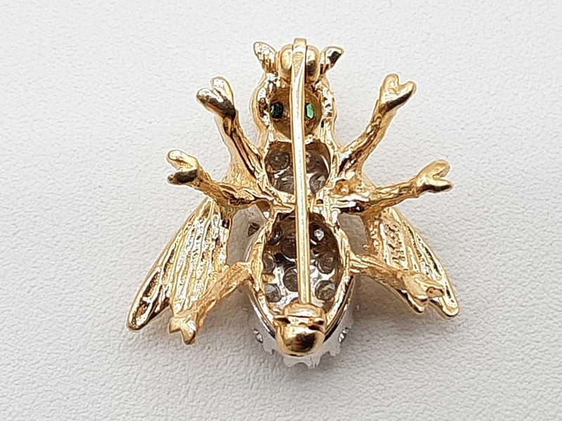 0.70 Cttw Diamonds 14k Two Tone Yellow White Gold 5.0g Bee Pin Do0425wexde