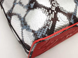 Christian Louboutin Cabarock Snake Embossed Silver Metallic Tote Bag Eb0326exzde