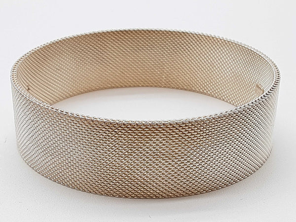 Tiffany & Co Somerset Mesh 0.925 Silver 32.3g Bangle Bracelet 7.5 In Do0824lrxde