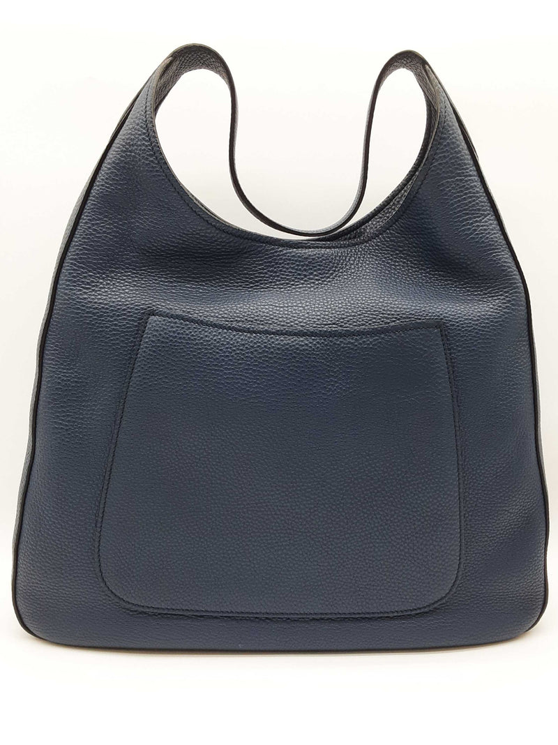 Prada Navy Blue Pebbled Leather Hobo Tote Bag Do0525rrxde