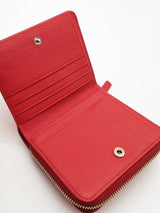 Mcm Red Leather Studded Zip Around Compact Wallet Eb0726rxde