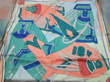 Hermes X Virgine Jamin Zouaves Et Dragons Green Pink Blue Silk Scarf Do0926oxzde