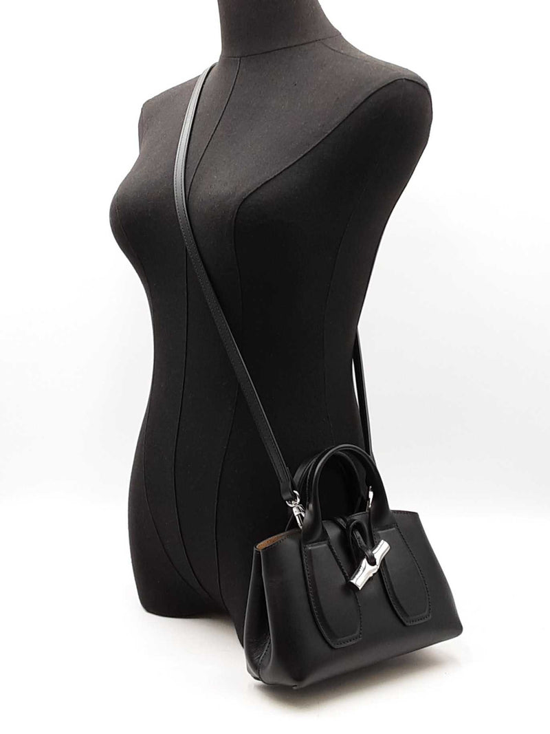 Longchamp Roseau Convertible Black Leather Crossbody Tote Fw0825lrxdu