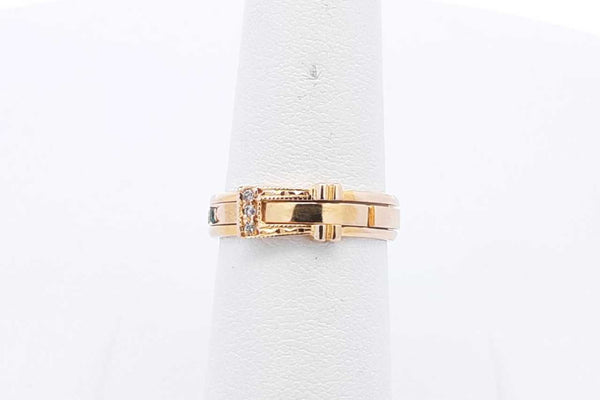 Green Gemstone Belt Ring In 14k Yellow Gold 3.9 Grams Size 6.5 Eb1024lxzsa