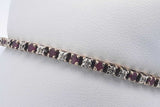 Diamond & Red Gemstone Bracelet In 10k Yellow Gold 8.2 Grams 7 Inch Eb1124lcxsa