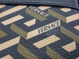 Versace La Greca Signature Khaki Green Black Square Zipper Pouch Do0426rxde