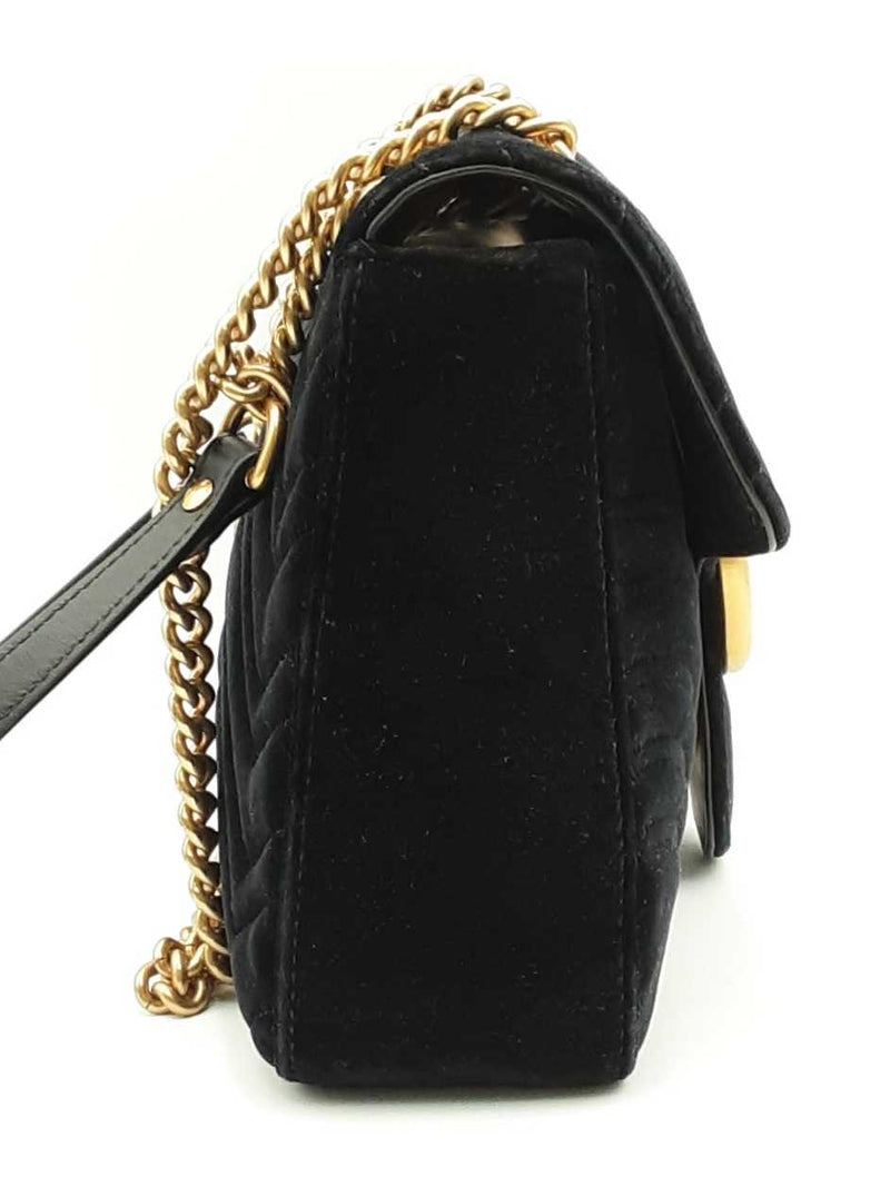 Gucci Gg Black Velvet Marmont Shoulder Bag Eb0424wxzsa