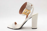 Balmain White Leather Ankle Strap Sandals Size 38.5 Eb0626lxzsa