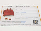 Hermes Birkin 25 Rouge Tomate Red Box Calf Palladium Handbag Do0925lxzxzde