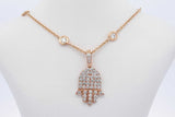 Diamond Hamsa Pendant Necklace In 18k Yellow Gold 8.2 Grams 18 Inch Eb0326crxdu