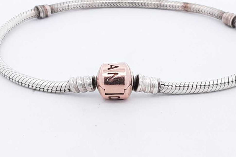 Pandora Sterling Silver Snake Chain Charm Bracelet 30.2 Grams 8.25 In Eb0125ixsa