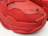 Balenciaga Triple S Sneakers In Red Allover Logo Faux Leather Size 8 Fw0926lrxdu