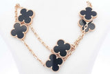 Van Cleef & Arpels Onyx Alhambra 18k Yellow Gold Necklace 46.6g Eb1025loxxzdu