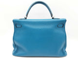 Hermes Kelly 35cm Cobalt Blue Clemence Palladium Shoulder Bag. Do0126lzxzxde