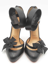 Christian Louboutin Fetish Bow Push Lock Ankle Straps Pumps Size 38 Eb0726loxsa