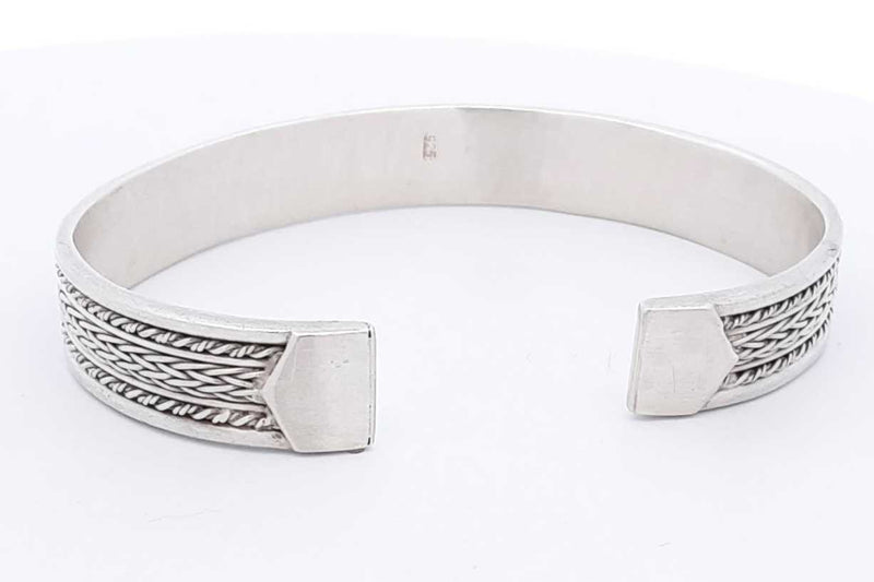 925 Sterling Silver Cuff Bracelet 27.5 Grams Eb1024losa