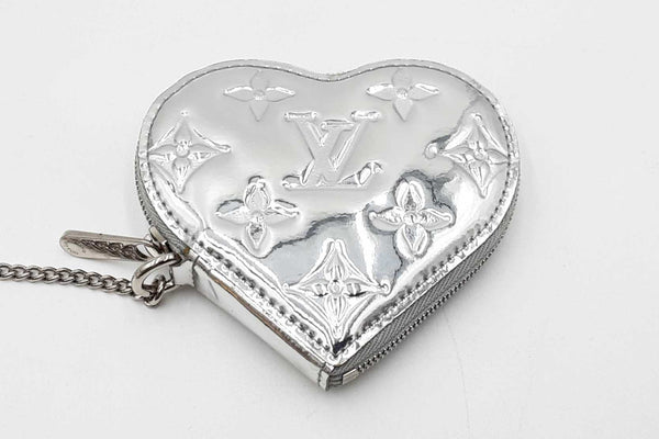 Louis Vuitton Monogram Silver Mirror Metallic Heart Coin Purse Eb0125lrxdu