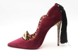 Christian Louboutin Hot Chick Kiss Burgundy Velvet Pumps Size 38 Eb0526oxzsa