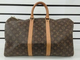 Louis Vuitton Brown Monogram Keepall 50 Duffle Bag Vc0828rwpmia