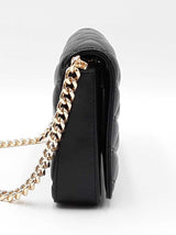 Jimmy Choo Farone Wallet With Chain In Quilted Black Nappa Leather Fw0626ocrdu