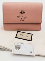 Gucci Blind For Love Bee Pink Leather Crossbody Wallet Eb0526wsxsa