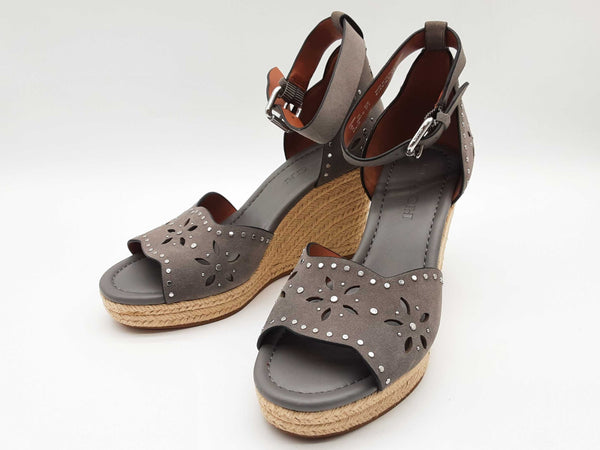 Coach Kelsi Gray Suede Espadrille Sandal Heels Size Eu 37.5 Do0425lxde